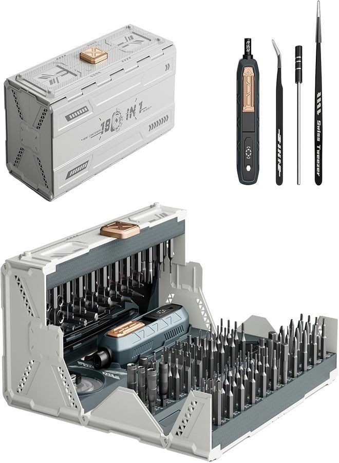 INICIO 180 in 1 Precision Screwdriver Set Case [144 CR-V Bits,14 Sockets,4 S2 Bits] Compact Portable Tool Kit For Repair & Maintenance of Electronics Smartphones iPhone MacBook Laptop (Silver) - Image 1